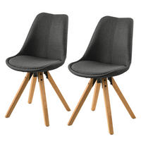POLSTERSTUHL - Massivholz Gummibaum / Textil - Dunkelgrau/Braun, Holz/Textil (49/85/55cm) - home24