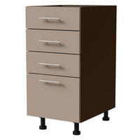 SCHUBLADENUNTERSCHRANK Brerra D4A/40 Korpus lava / Front RAL 1019 graubeige Matt 40 / 50 / 82 cm - Dunkelgrau/Graubraun, Holz/Holzwerkstoff (40/82/50cm) - Feldmann-Wohnen