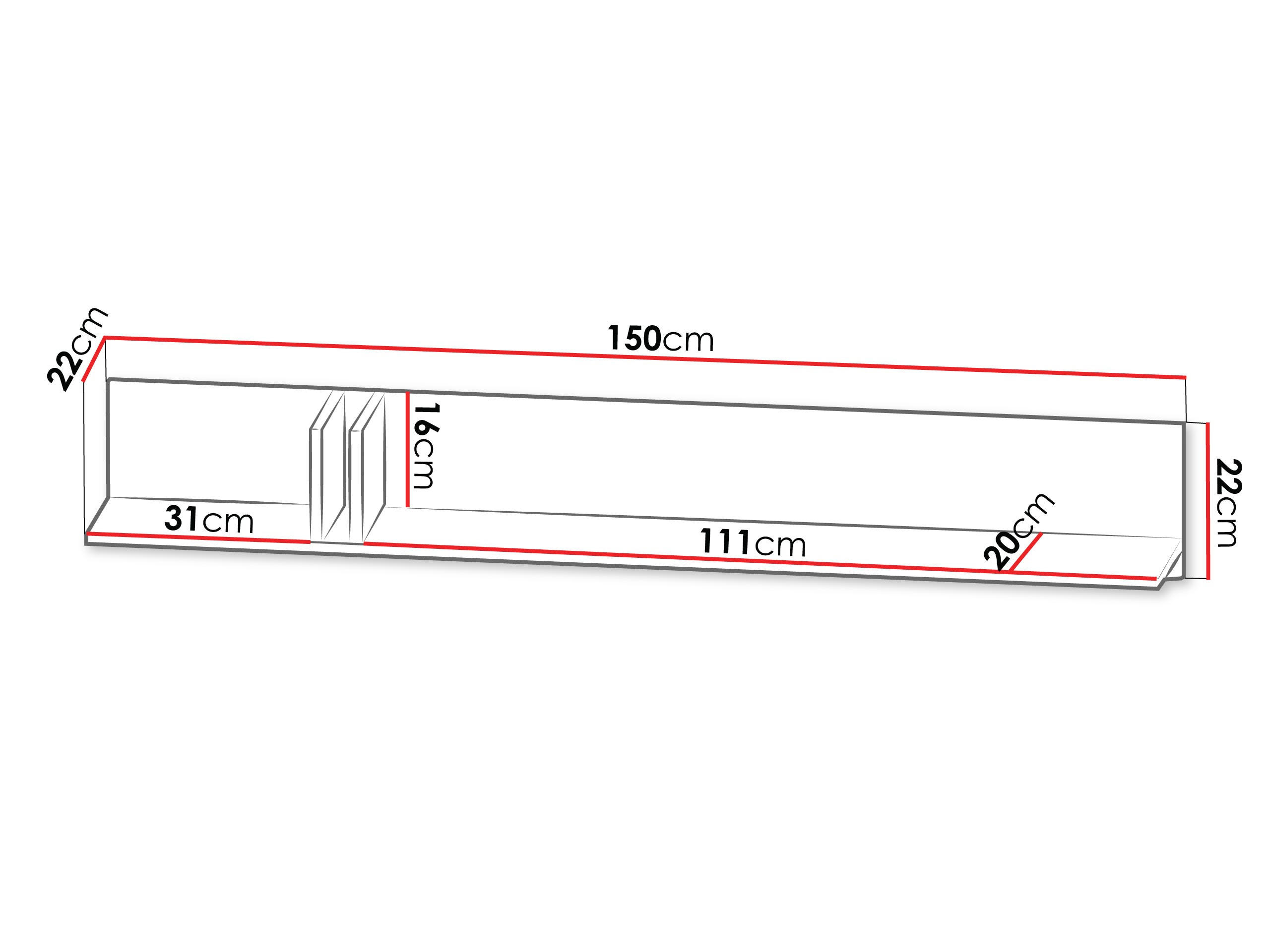WANDREGAL Alsy AL14 - Anthrazit/Beige, Holzwerkstoff (150/22/22cm) - MIRJAN24