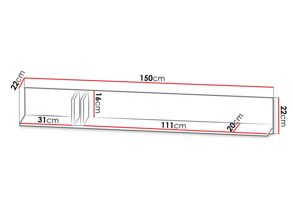 WANDREGAL Alsy AL14 - Anthrazit/Grün, Holzwerkstoff (150/22/22cm) - MIRJAN24