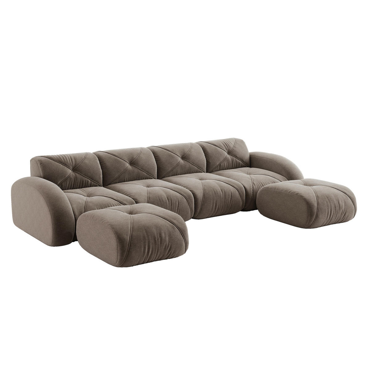 SOFA modular rahmenlos Chenille Braun - Braun, Kunststoff (171/76/358.1cm) - Meubliv
