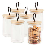 VORRATSGLAS 6 Stück mit Bambusdeckel - Ø 11,2 x 16,3 cm - Transparent, Glas (11.2/16.3/11.2cm) - Zeller Present