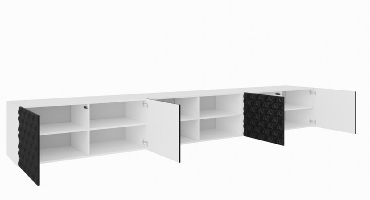 TV-SCHRANK Schwarz Weiß ALI Offene Fächer Dekorative Fronten 300 cm - Schwarz/Weiß, Holzwerkstoff (300/41/40cm) - Sepro Meble