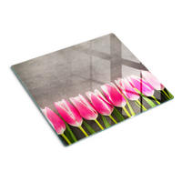 GLASPLATTE 60x52 cm Rosa Tulpen - Pink, Glas (60/0.4/52cm) - TULUP