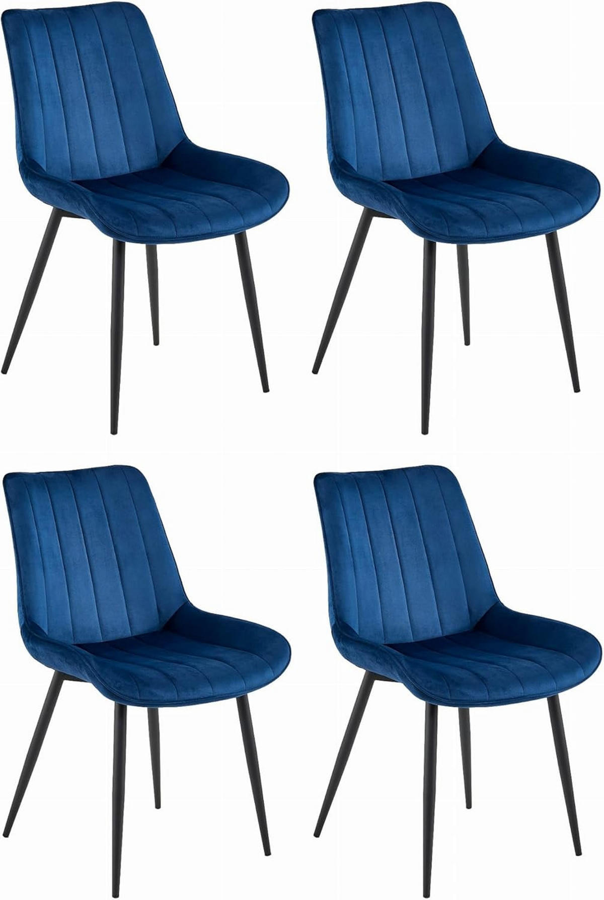 ESSZIMMERSTUHL Marineblaues Velours, geriffelte Rückenlehne, bequeme Sitzfläche - Blau, Textil (56/89/43cm) - Best For Home