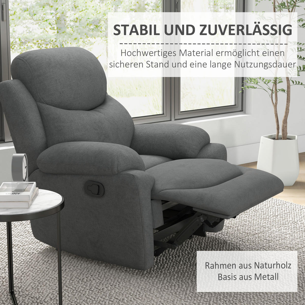 RELAXSESSEL, Polyester, Stahl, Grau - Grau, Kunststoff (88/102/93cm) - HOMCOM