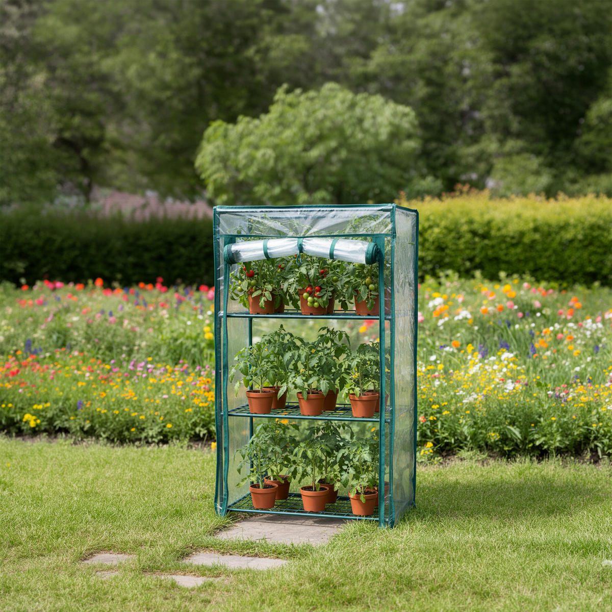 BALKONGEWÄCHSHAUS - Multicolor, Kunststoff/Metall (46/80/24cm) - Relaxdays