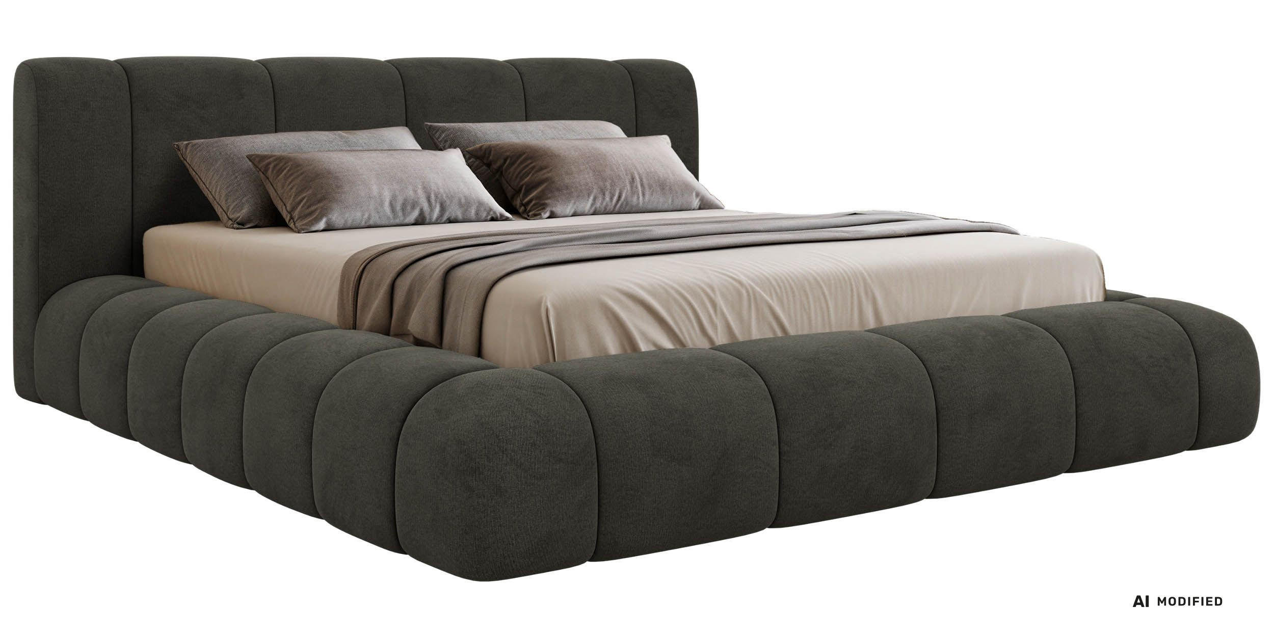 ČALÚNENÁ POSTEĽ NUBEA CLASSIC 200/200 - Tmavosivá Zamat - bez matraca - tmavosivá, textil (200/200cm) - MKS