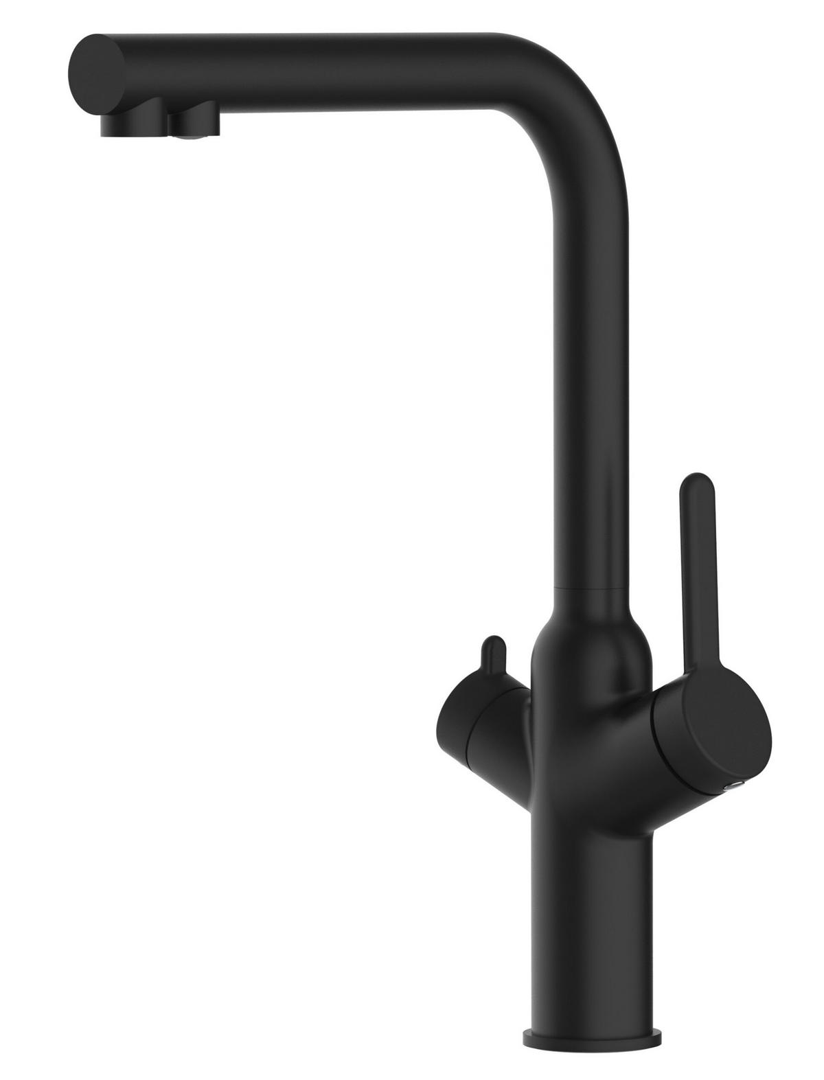 3-WEGE-KÜCHENARMATUR, Schwarz Matt, 360° schwenkbar - Schwarz, Metall (22.5/34.8/22.5cm) - VIZIO