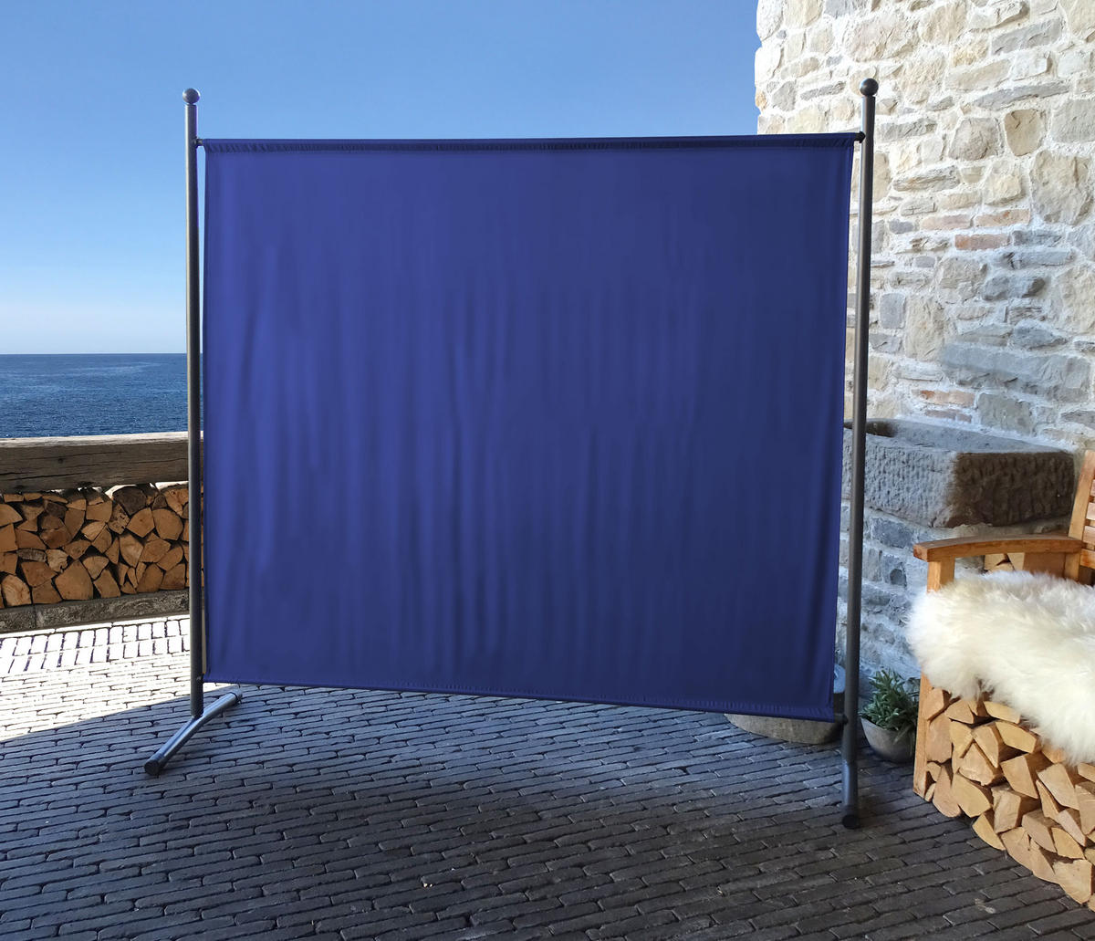 PARAVENT 1-tlg. 180x178 cm Blau - Blau, Metall (178/180cm) - QUICK STAR
