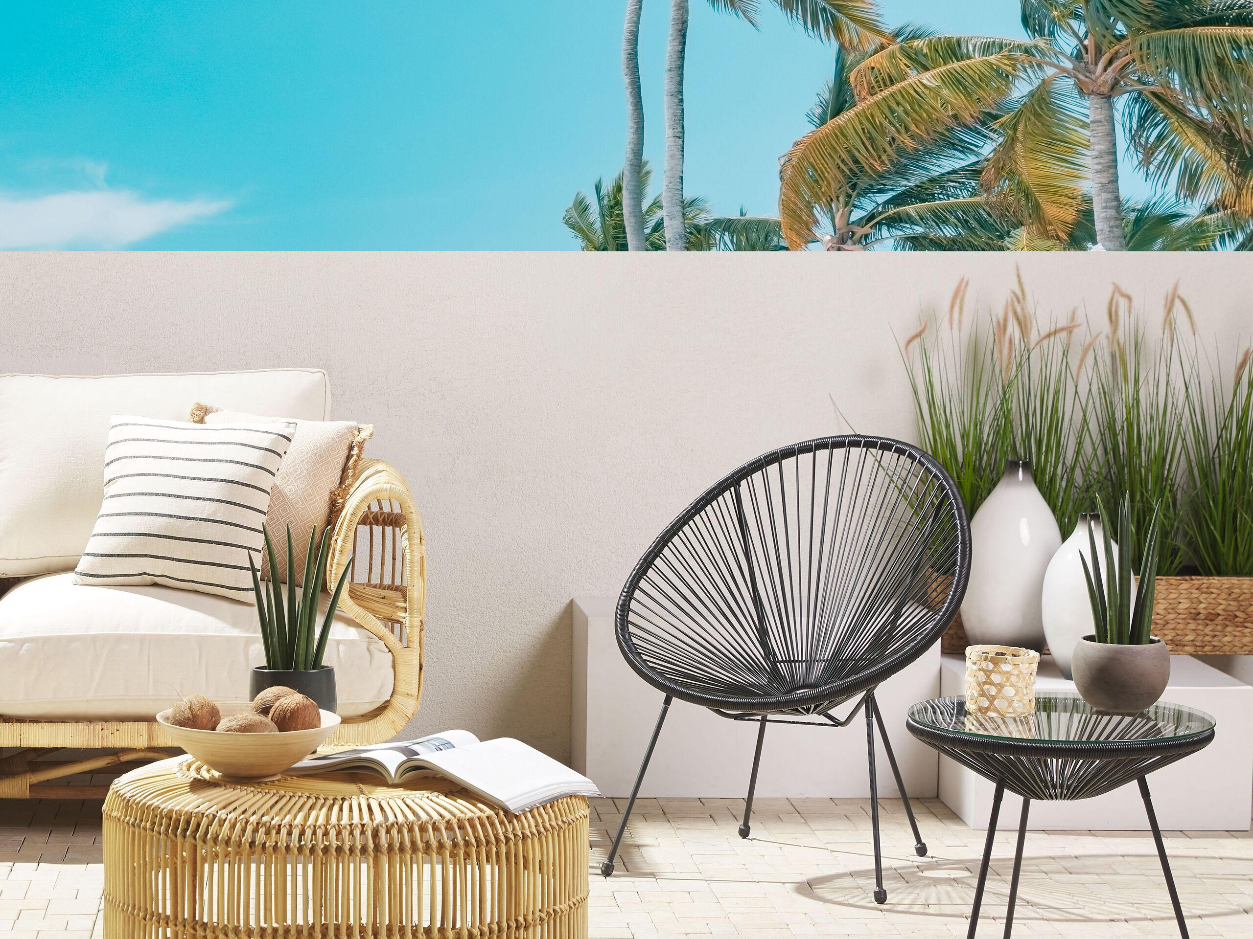 RATTANSTUHL Kunststoff schwarz 70 cm Acapulco II - Schwarz, Kunststoff (70/87/90cm) - Beliani