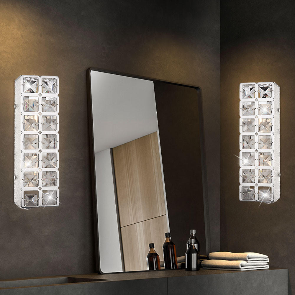 LED WANDLEUCHTE IONA Chrom Silber 2er Set - Silberfarben, Metall (9/9/29cm) - Globo Lighting