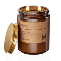 DUFTKERZE im Glas Santal 550g 2-Docht 110h Brenndauer - Braun, Paraffin (15.6cm)