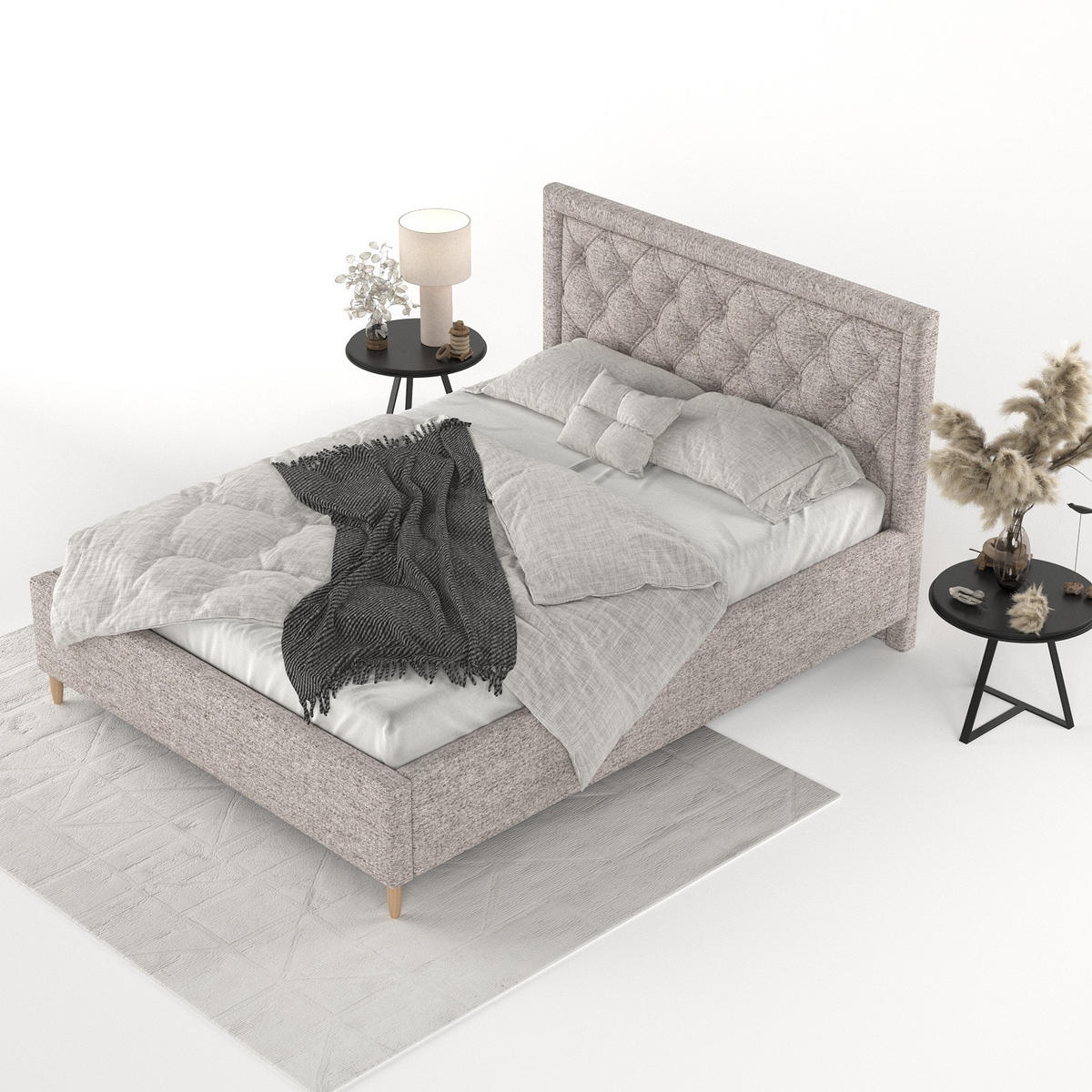 POLSTERBETT Lido 120/200 cm Beige im Neve Stoff - Beige/Naturfarben, Holz/Holzwerkstoff (120/200cm) - AltaBeds