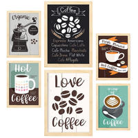 POSTER Set Mit 6 Kaffee Größe A3 & A4 Rahmen aus hellem Holz - Beige, Papier (29.7/1cm) - Nacnic