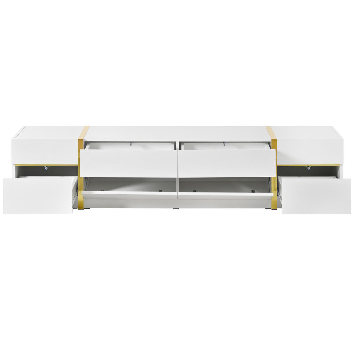 TV-LOWBOARD 180/40/38 cm mit 4 Schubladen und 2 Türen in Weiß - Weiß, Holzwerkstoff (180/38/40cm) - BEAOK