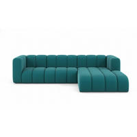 ECKSOFA L-Form Grand L 287 cm, Veloursstoff Salvador, Azurblau, Rechts - Blau, Holz (287/179cm) - Kaiser Möbel