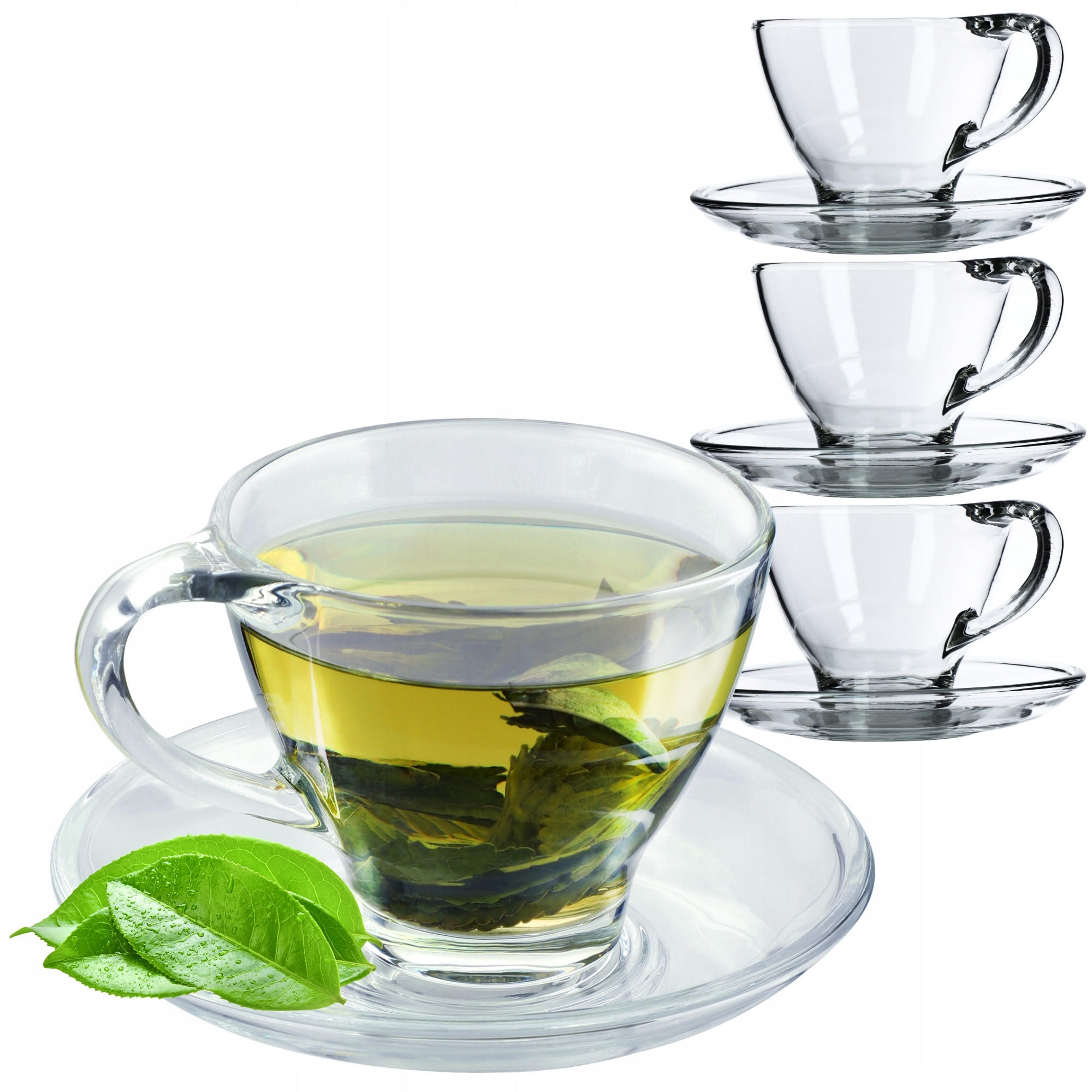 KADAX Tassen mit Untertassen für Kaffee und Tee 200ml 4 Stk. - Transparent, Glas (0.2L) - KADAX