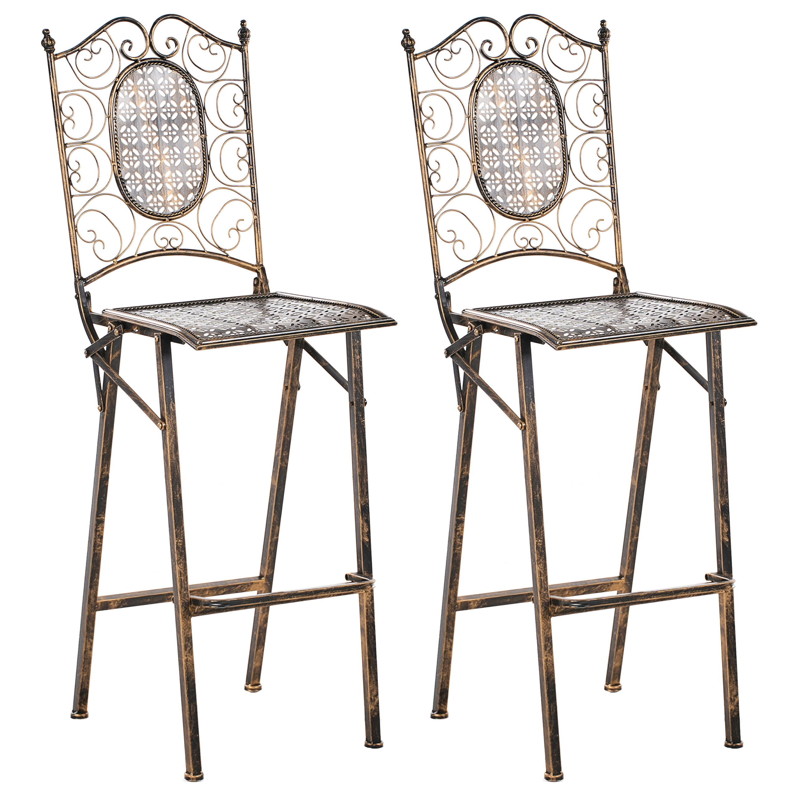 Beliani Garten-Barhocker Schwarz 38x122x44 cm