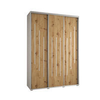 SCHWEBETÜRENSCHRANK 235,2/180/60 3-türig - Silberfarben/Eiche Artisan, Holz/Metall (180/235/60cm) - Abiks Möbel