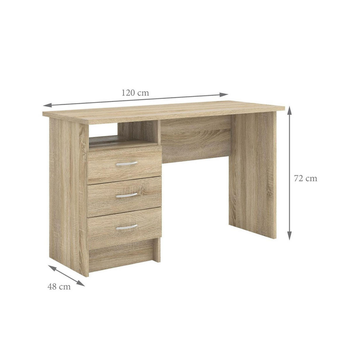 SCHREIBTISCH Fula Eichefarben 120/48/73 cm - Eichefarben, Holzwerkstoff (48/120/73cm) - ebuy24