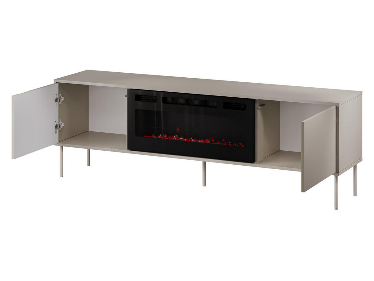 TV-LOWBOARD Tresse 180 EF mit Kamin - Grün, Holzwerkstoff/Metall (180/55/40cm) - MIRJAN24