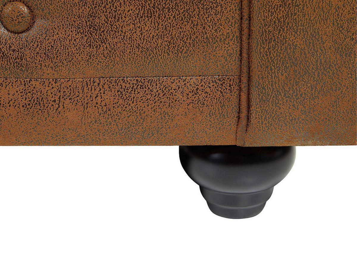 SOFA 3-Sitzer - Microfaser - Vintage-Look - CHESTERFIELD - Braun, Textil (88/72/205cm) - Vente-Unique