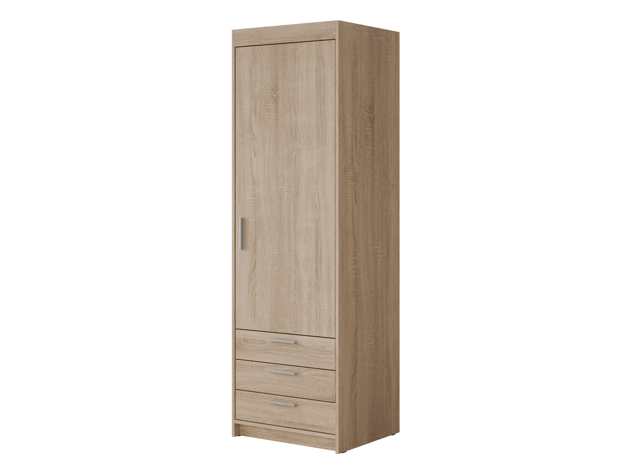 KLEIDERSCHRANK Elena 1D3S - Silberfarben/Sonoma Eiche, Holzwerkstoff/Kunststoff (60/191/53cm) - MIRJAN24