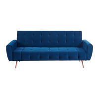 SCHLAFSOFA - 3 Personen - Stoff, Samt - Königsblau - - Blau, Textil (209/83/83cm) - Vente-Unique