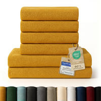 BADETUCH 6-teilig, 2x Badetuch 70/140 + 4x Handtuch 50/100 cm, Gelb - Gelb, Textil (70/140cm) - Blumtal