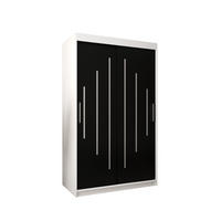 SCHWEBETÜRENSCHRANK 200/120/62 2-türig - Silberfarben/Schwarz, Holz/Kunststoff (120/200/62cm) - Abiks Möbel