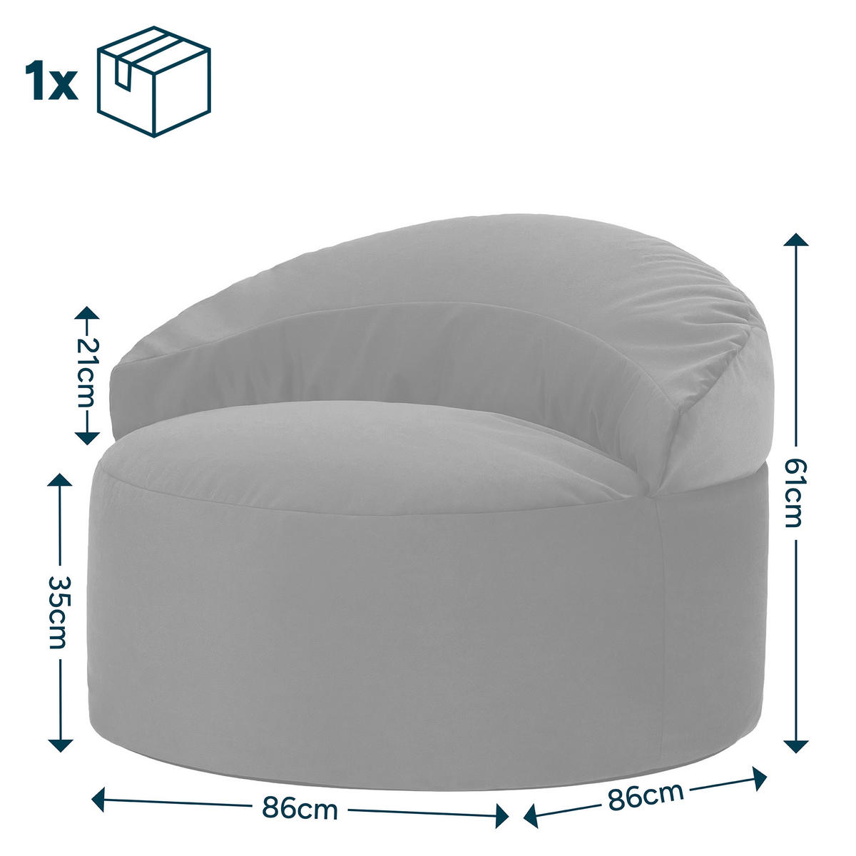 SITZSACK aus Samt Orb - Olivgrün, Textil (86/61/86cm) - icon