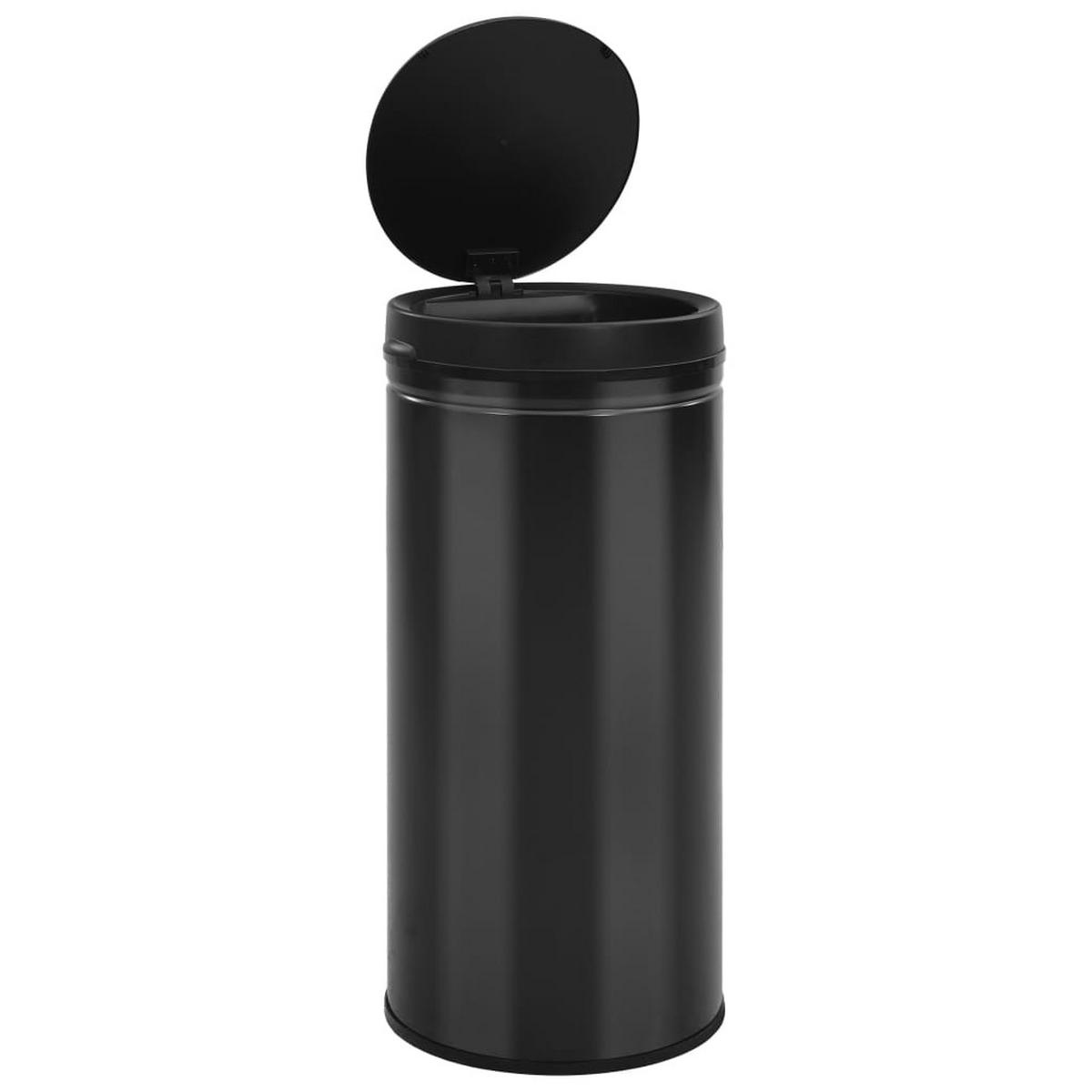 MÜLLEIMER mit Sensor 80L Schwarz Abfalleimer Automatik - Schwarz, Metall (36/86/36cm) - DELUKE