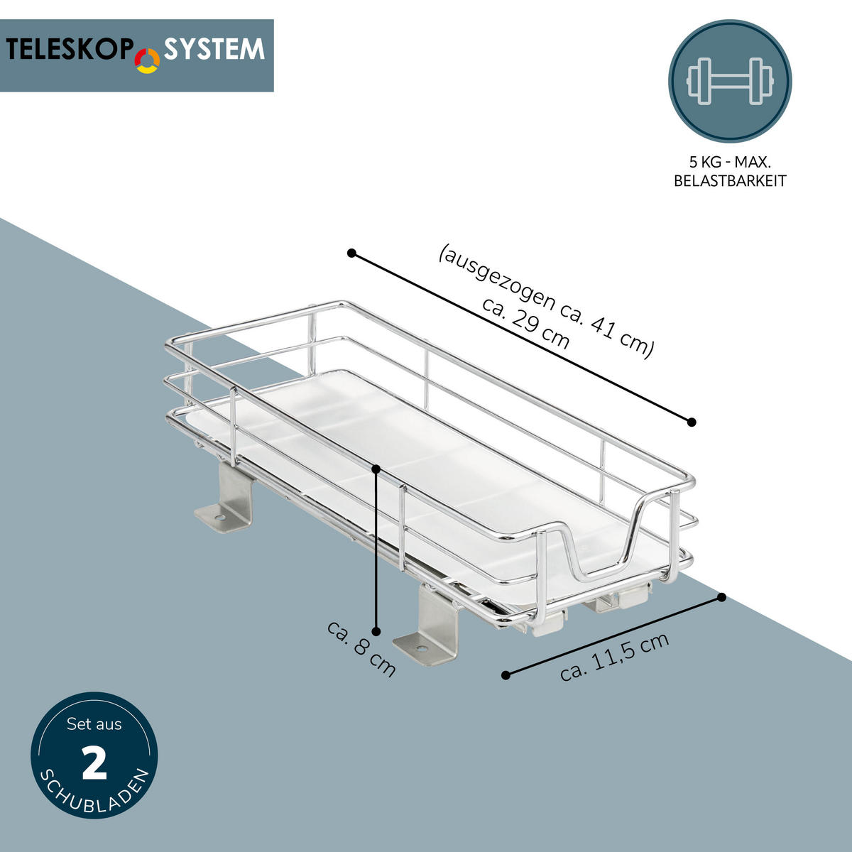 TELESKOP-GEWÜRZREGAL 2er Set, ausziehbar, Metall, Chrom - Silberfarben, Metall (11.5/8/29cm) - bremermann