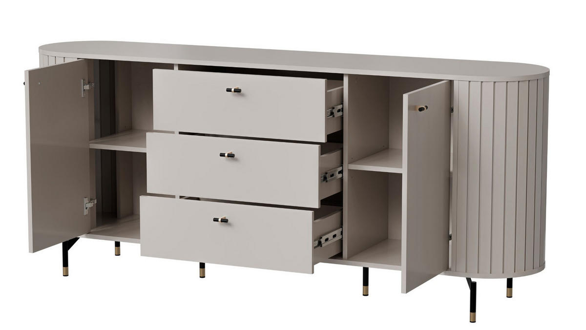 SIDEBOARD Zama kaschmir 190 / 40 / 81 cm - Kaschmir/Schwarz, Holz/Holzwerkstoff (190/81/40cm) - Feldmann-Wohnen