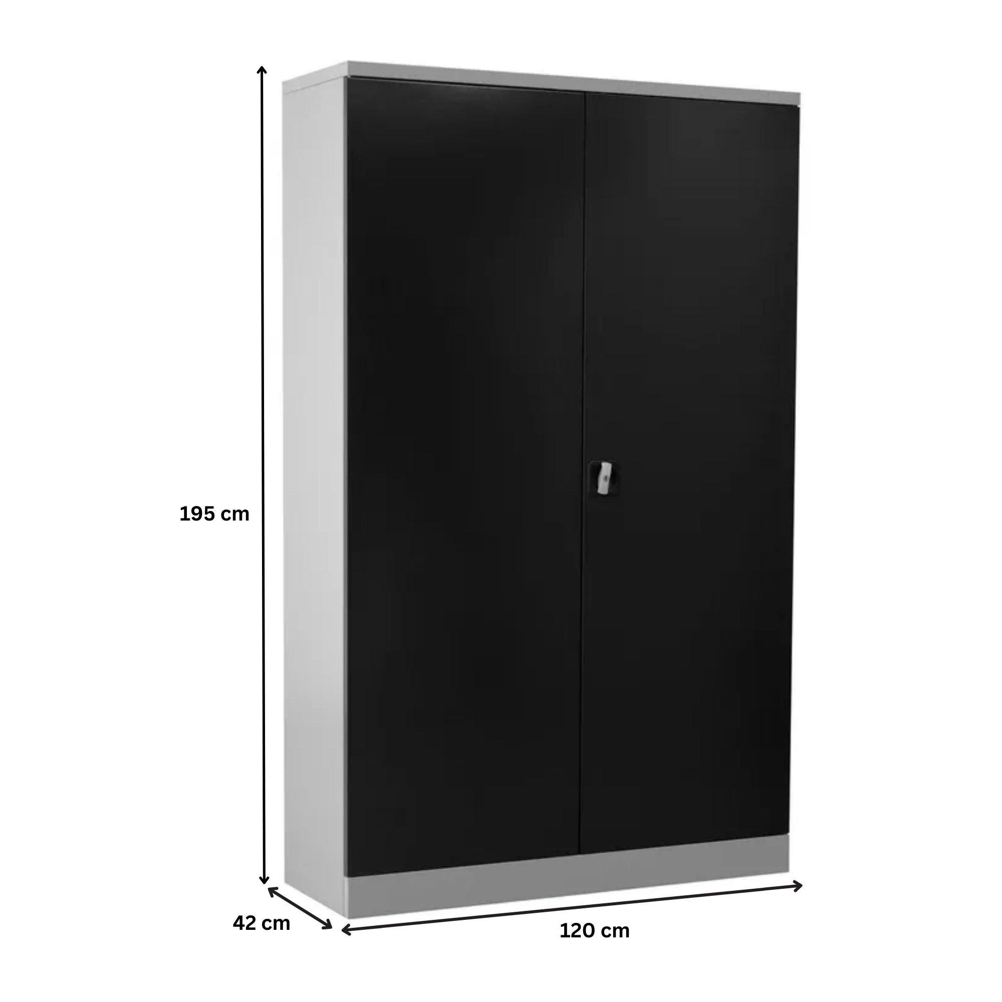 STAHLSCHRANK Bee mit 8 verzinkten Fachböden 195x120x42 cm Korpusfarbe Lichtgrau Frontfarbe Anthrazit - Anthrazit, Metall (120/195/42cm)