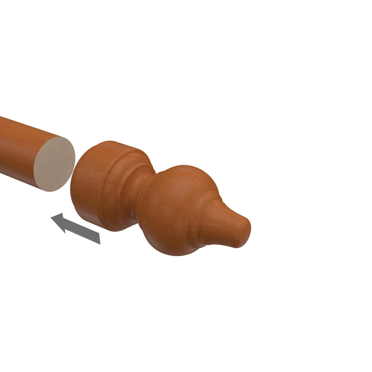 ENDSTÜCKE FÜR GARDINENSTANGEN 28 mm Ø, Rondo Kirschbaum, Packung 2 Stück - Kirschbaumfarben, Holz (8/4/4cm) - INTERDECO
