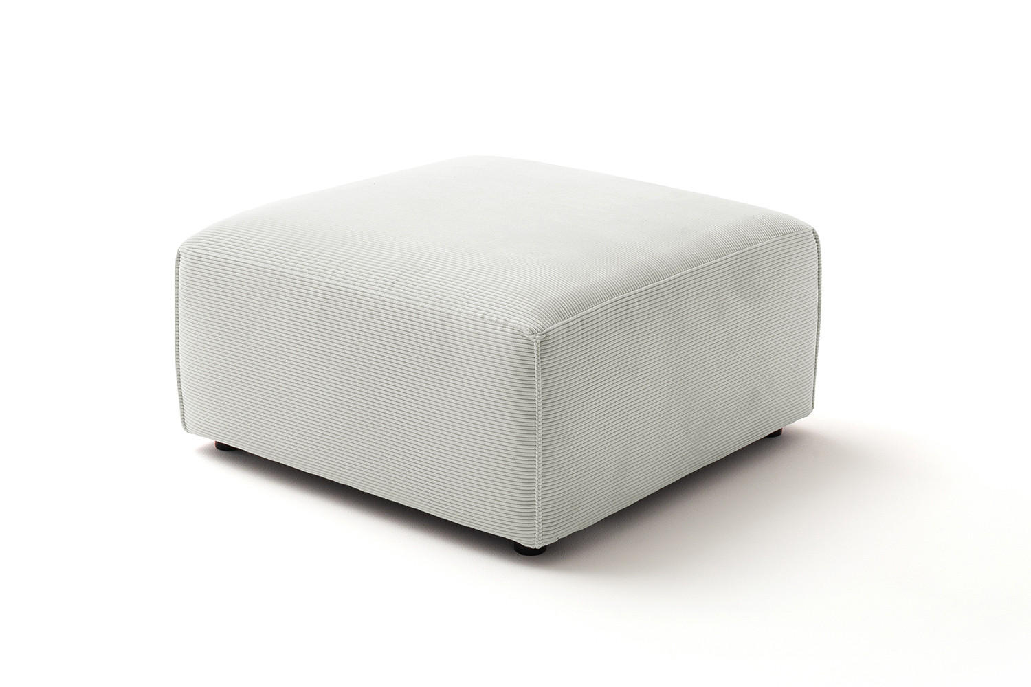 POLSTERHOCKER RANI Silber Cord - Silberfarben/Schwarz, Kunststoff/Textil (80/42/80cm) - KAWOLA