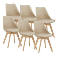 ESSZIMMERSTUHL-SET 6 TLG. Fläten - Beige, Leder (49/81/57cm) - [en.casa]