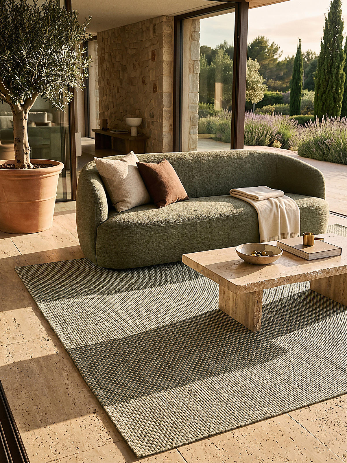 FLACHWEBTEPPICH Uni BORNO Polypropylen Grün 240 x 340 cm - Grün, Textil (240/340cm) - KADIMA DESIGN