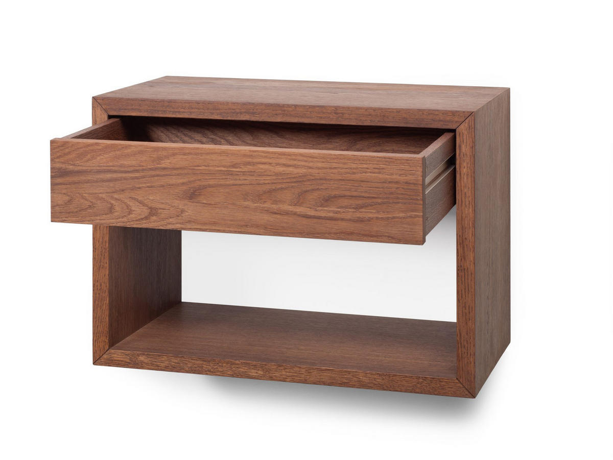 NACHTTISCH Hugo 55 aus Eichenholz und Walnuss-Oberfläche - Braun, Holz (55/39/30cm) - WOODEK