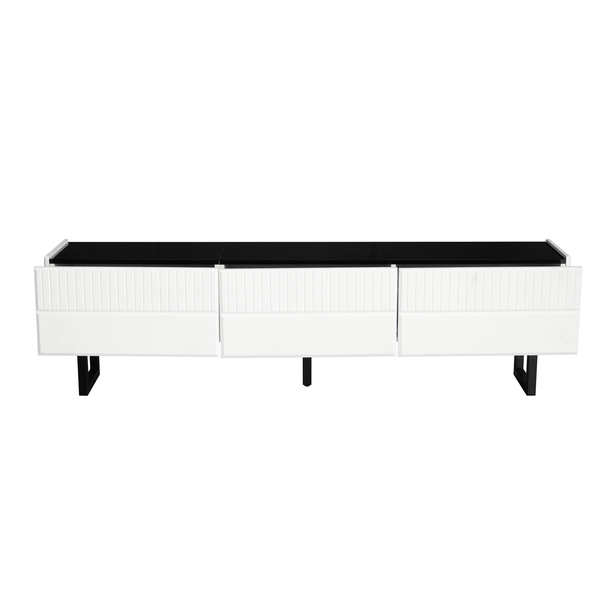TV-SCHRANK 170/35/47 cm Schwarz-Weiß mit 3 Schubladen Hochglanz - Schwarz, Holzwerkstoff/Metall (170/47/35cm) - Oxeza