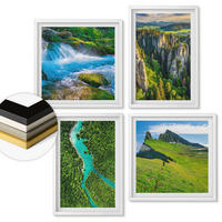 WANDBILDER 4er-Set - 50x50 cm & 40x60 cm Weißer Rahmen - Grüne Berge, Flussfelsen - Weiß, Kunststoff (50/50cm) - ArtPrintCave
