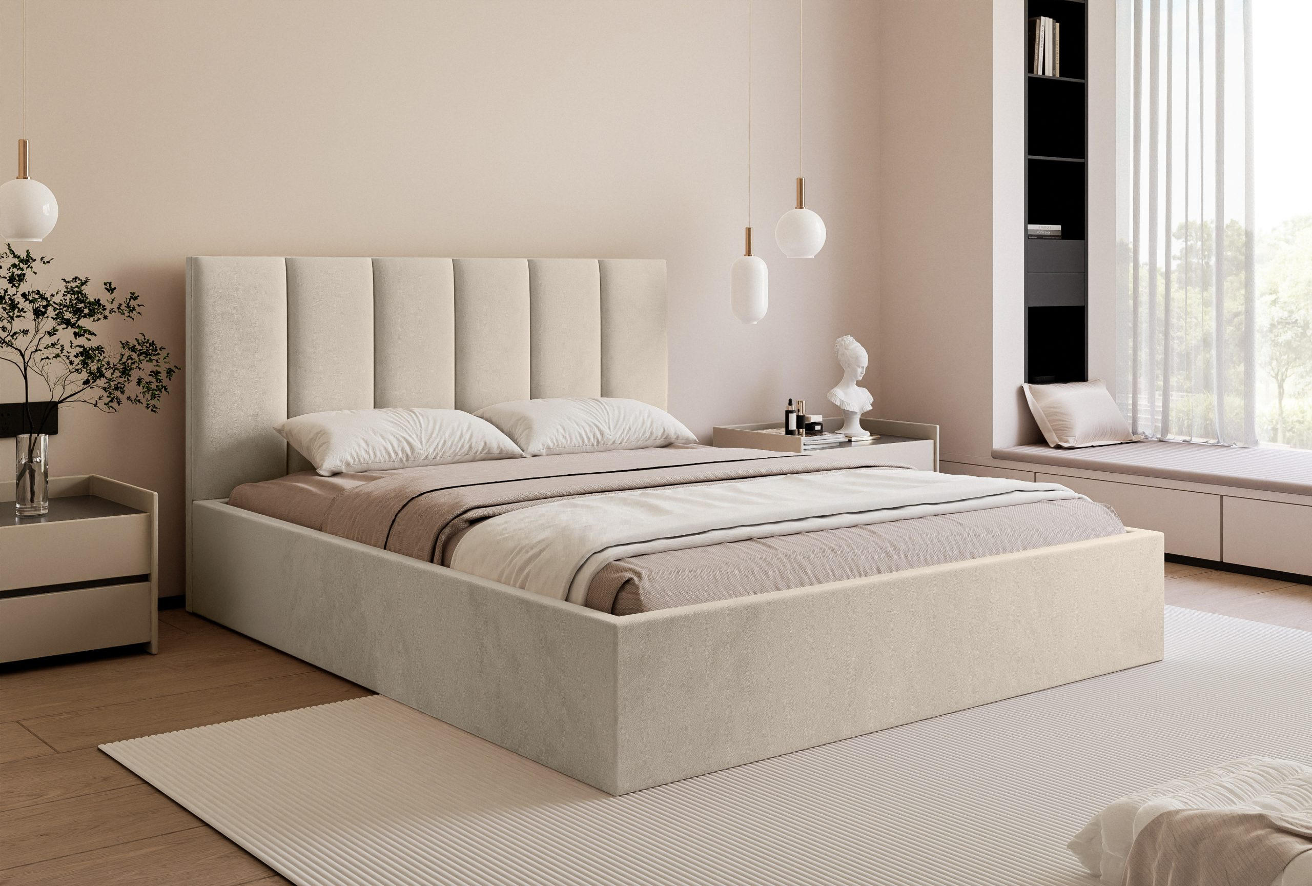 POLSTERBETT Eloria 200x200 cm, Beige - Beige, Textil (200/200cm) - Fedve