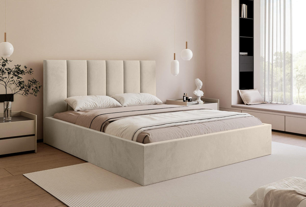 POLSTERBETT Eloria 180x200 cm, Beige - Beige, Textil (180/200cm) - Fedve