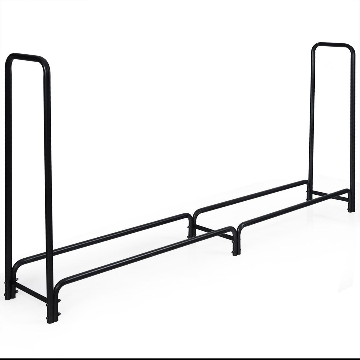 KAMINHOLZSTÄNDER Schwarz - Schwarz, Metall (36/123/250cm) - COSTWAY