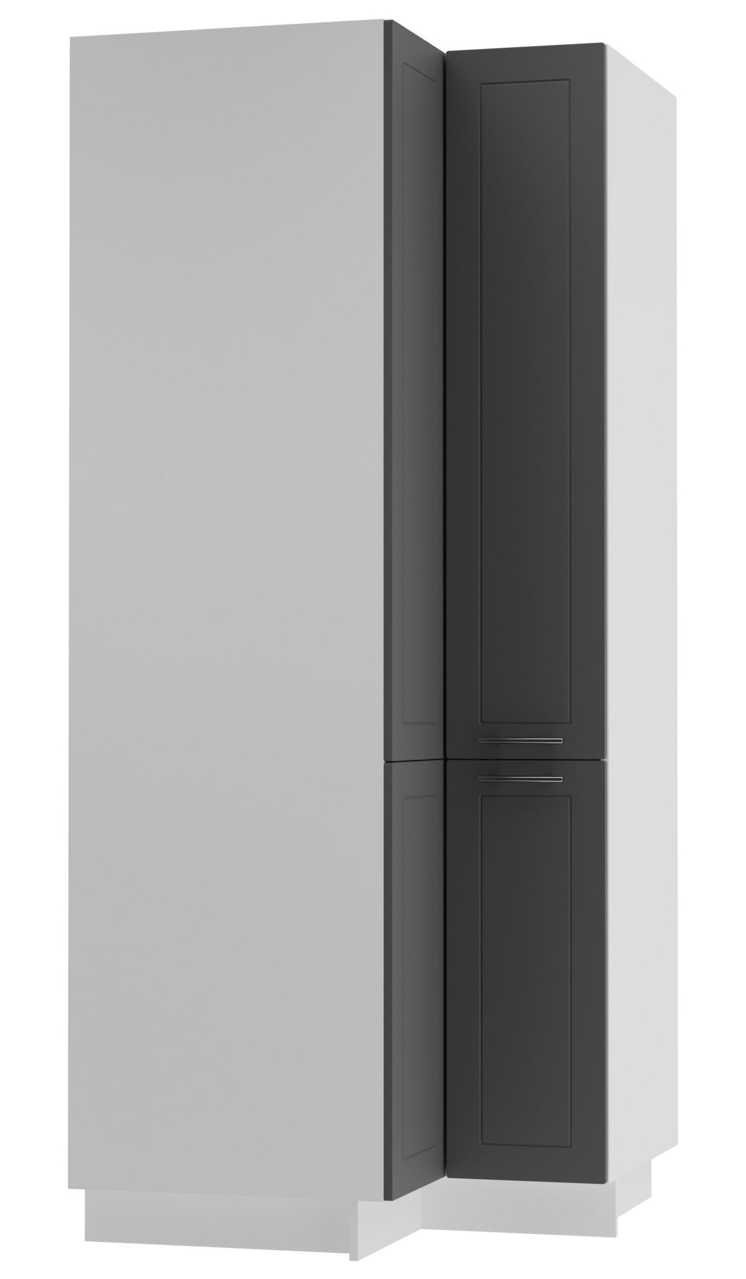 ECKVORRATSSCHRANK Kvantum D24N/207 Weiß / Graphit Matt - Graphitfarben/Weiß, Holz/Holzwerkstoff (90/207/90cm) - Feldmann-Wohnen