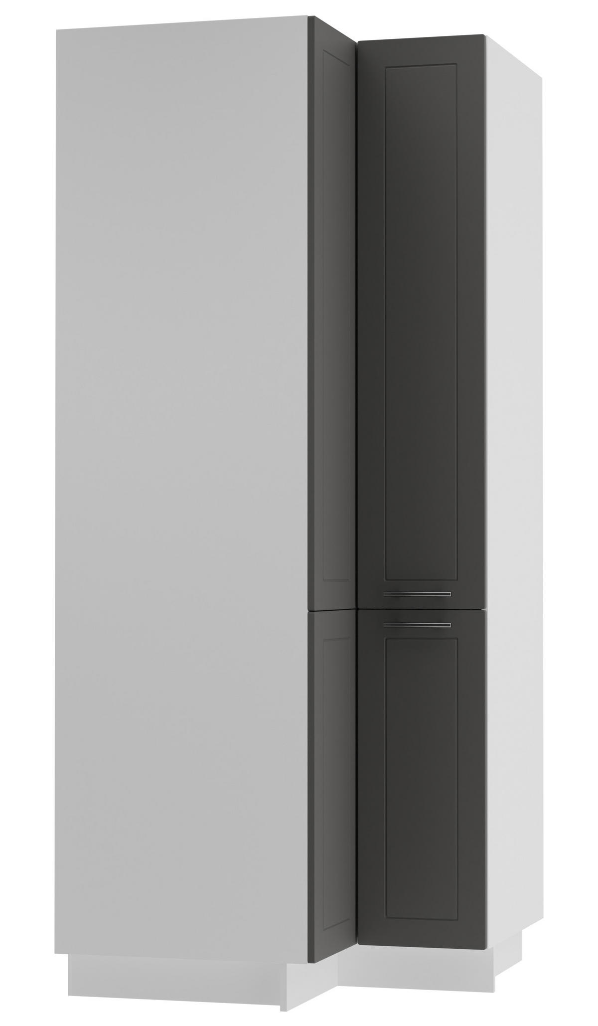 ECKVORRATSSCHRANK Kvantum D24N/207 Weiß / Graphit Matt - Graphitfarben/Weiß, Holz/Holzwerkstoff (90/207/90cm) - Feldmann-Wohnen