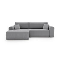 ECKSOFA Linea Hellgrau, Sofa mit Schlaffunktion, linke seite - Hellgrau, Holzwerkstoff/Textil (257/177cm) - Bettso