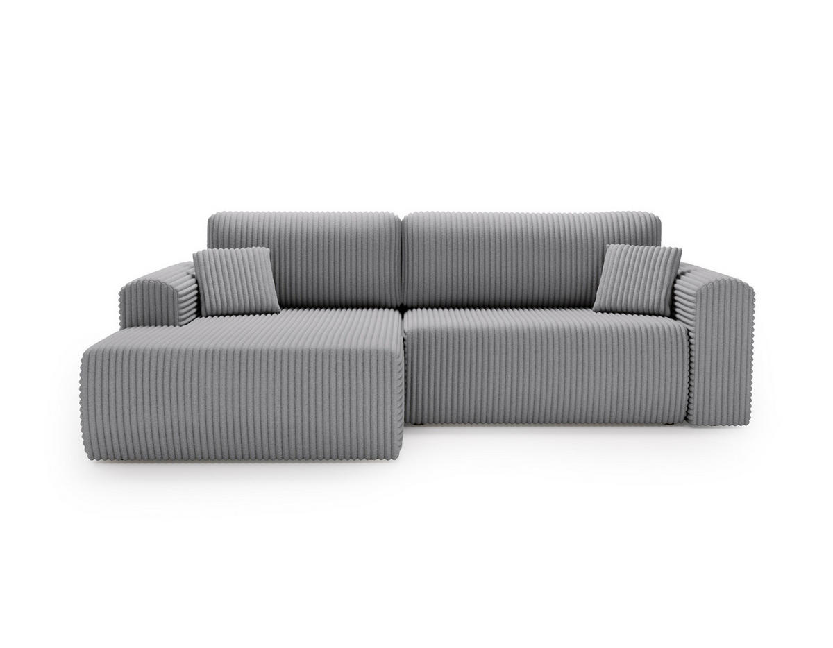 ECKSOFA Linea Hellgrau, Sofa mit Schlaffunktion, linke seite - Hellgrau, Holzwerkstoff/Textil (257/177cm) - Bettso